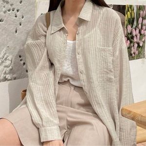 SHEIN - pleated beige oversized shirt